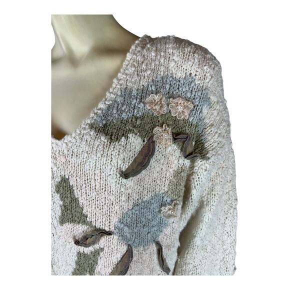 Vintage Sheridan Square Womens sweater Granny Cottagecore Retro 80s medium Knit - Picture 4 of 11